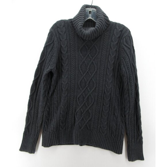 Eddie Bauer Sweater Large Wool Blend Fisherman Turtleneck Cable Y2K - Picture 1 of 11